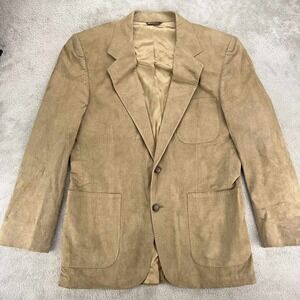 Bill Blass Palais Royal Men's‎ Beige Suede Blazer Jacket 2-Button EUC Size 42R